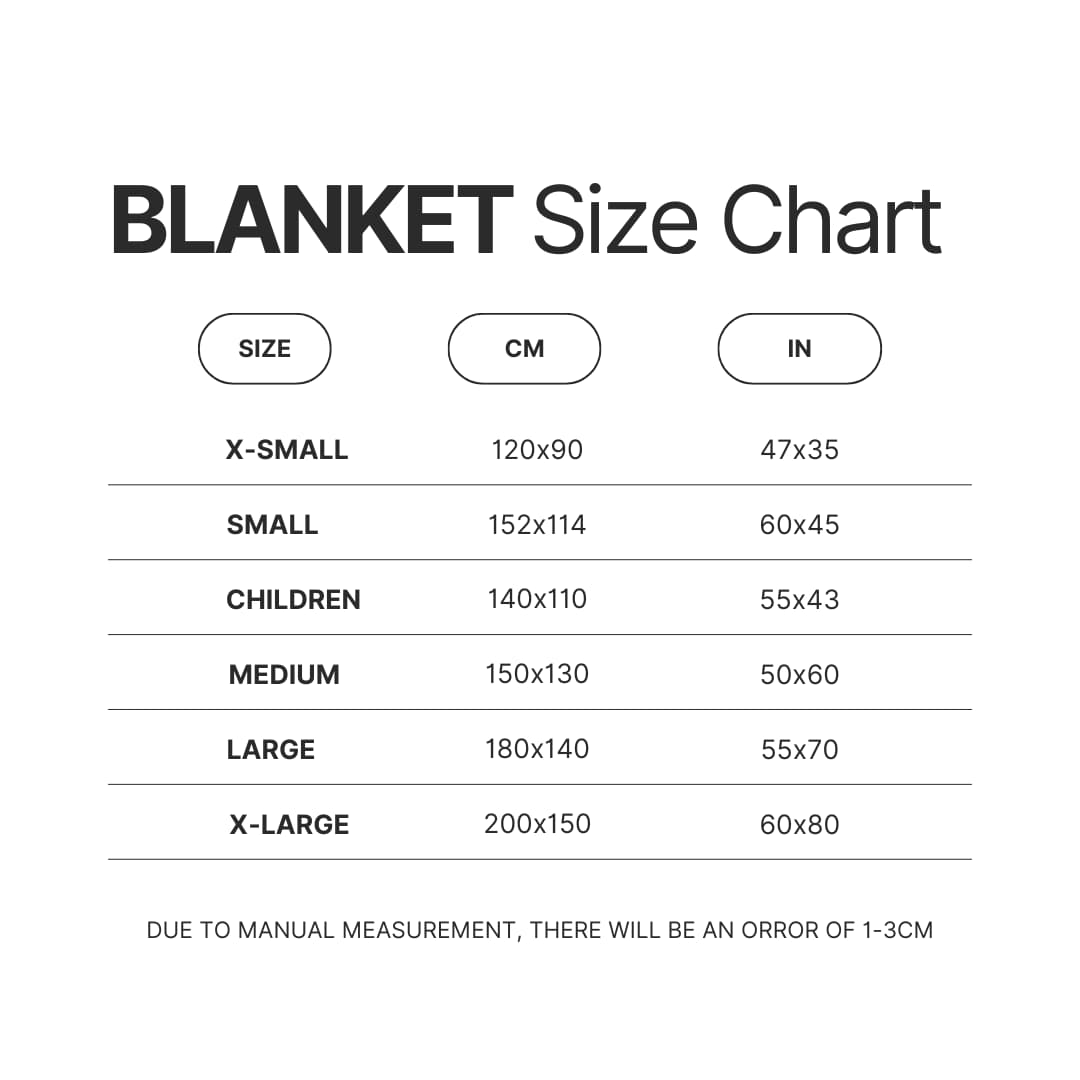 Blanket Size Chart - Gudetama Store