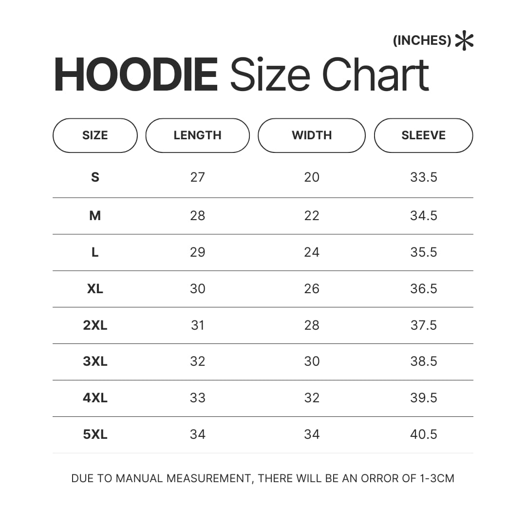 Hoodie Size Chart - Gudetama Store