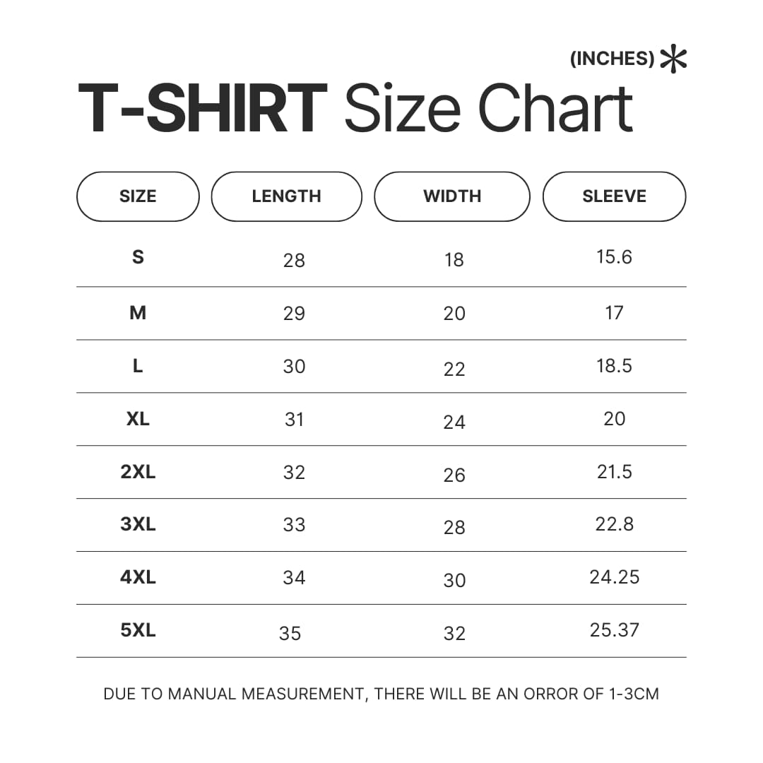 T shirt Size Chart - Gravity Falls Store