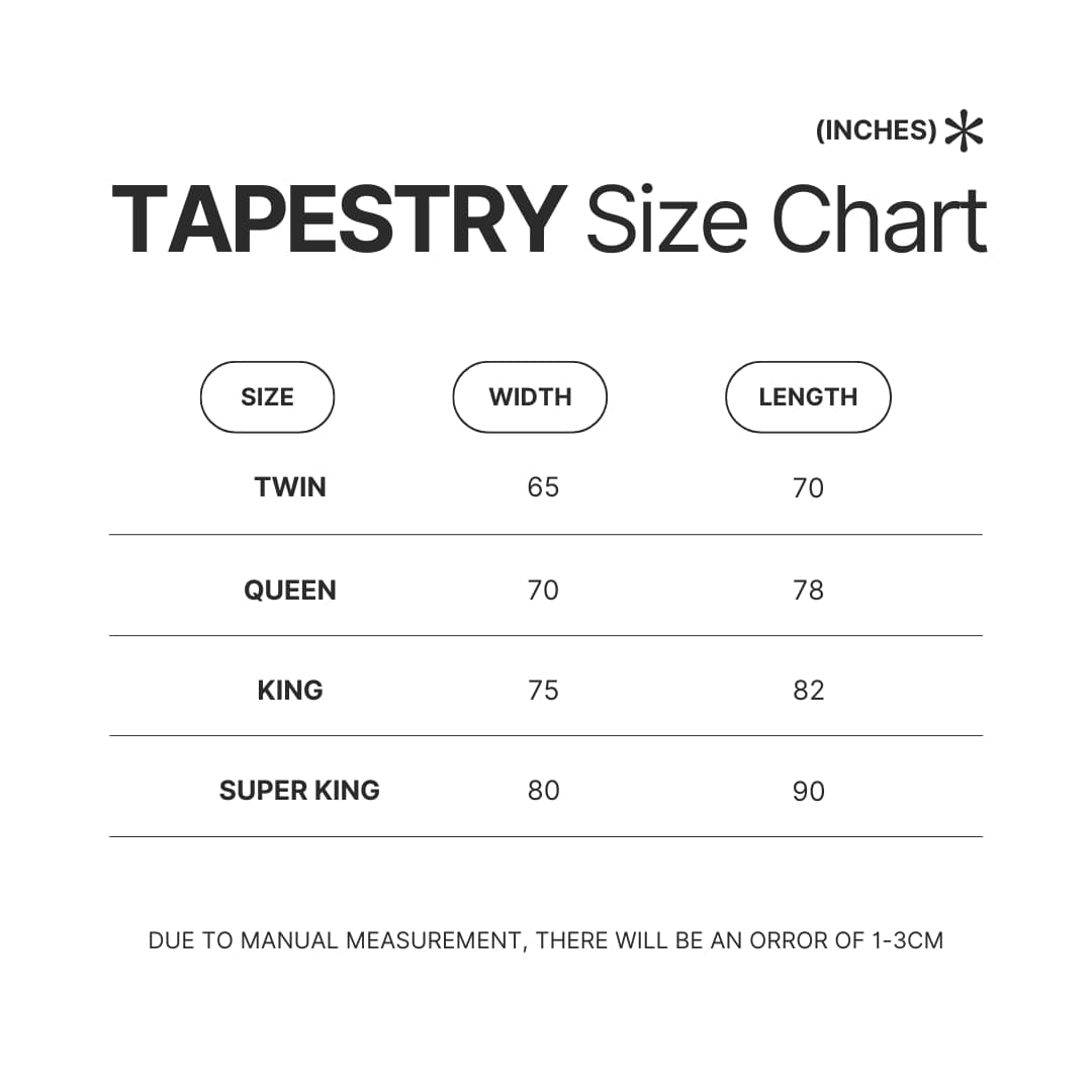 Tapestry Size Chart - Gudetama Store