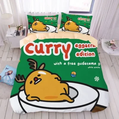Cartoon Gudetama series cotton skin friendly four piece set children s cute cotton bed sheet quilt 14 - Gudetama Store