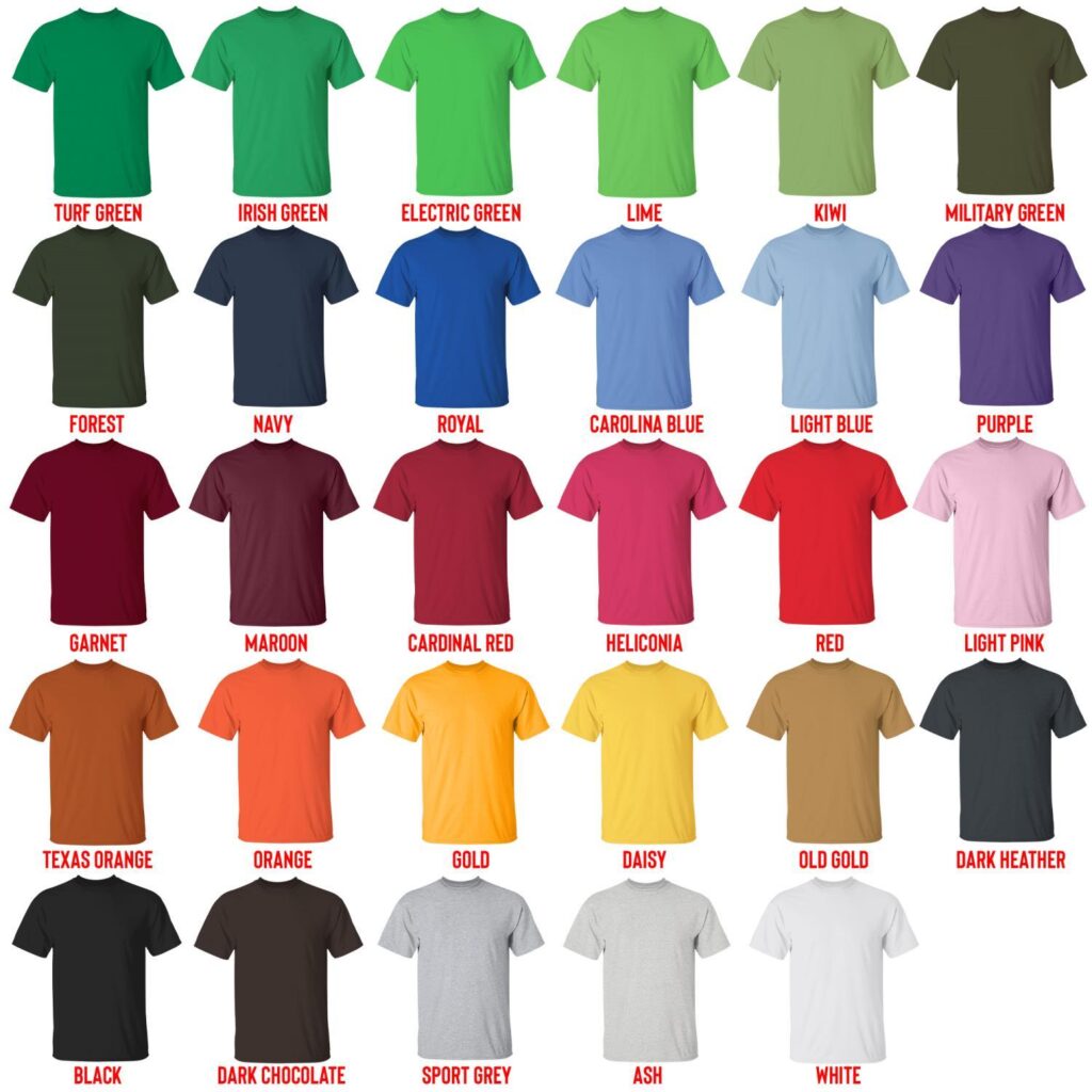 t shirt color chart - Gudetama Store